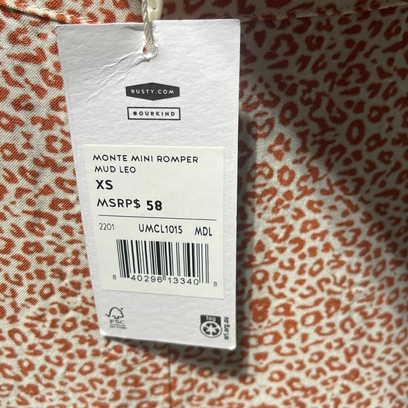 Rusty Monte Mini Romper Mud Leo XS - Picture 4 of 4